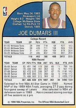 1990 Hoops Team Night Detroit Pistons #NNO Joe Dumars Back