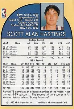 1990 Hoops Team Night Detroit Pistons #NNO Scott Hastings Back