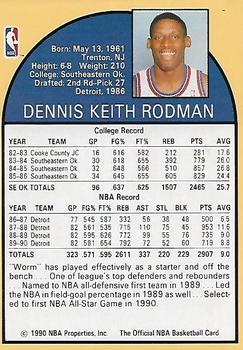 1990 Hoops Team Night Detroit Pistons #NNO Dennis Rodman Back