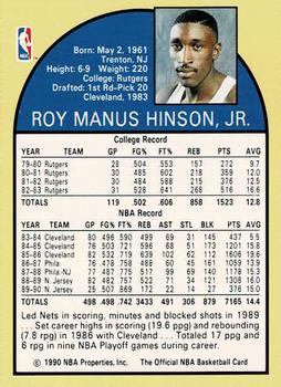 1990 Hoops Team Night New Jersey Nets #NNO Roy Hinson Back