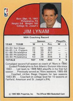 1990 Hoops Team Night Philadelphia 76ers #NNO Jim Lynam Back