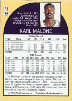 1990 Hoops Team Night Utah Jazz #NNO Karl Malone Back