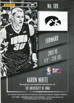 2015 Panini Contenders Draft Picks - College Draft Ticket Autographs Blue Foil #109 Aaron White Back