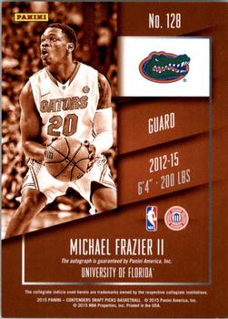 2015 Panini Contenders Draft Picks - College Draft Ticket Autographs Blue Foil #128 Michael Frazier II Back