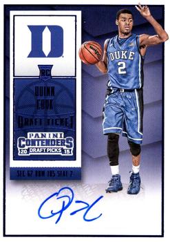 2015 Panini Contenders Draft Picks - College Draft Ticket Autographs Blue Foil #134 Quinn Cook Front