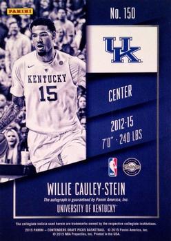 2015 Panini Contenders Draft Picks - College Draft Ticket Autographs Blue Foil #150 Willie Cauley-Stein Back