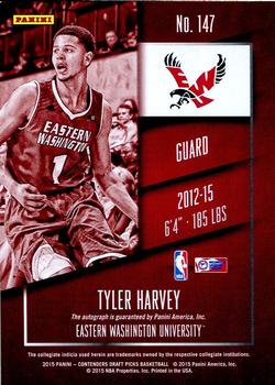 2015 Panini Contenders Draft Picks - College Draft Ticket Autographs Red Foil #147 Tyler Harvey Back