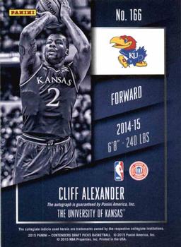 2015 Panini Contenders Draft Picks - College Draft Ticket Autographs Red Foil #166 Cliff Alexander Back