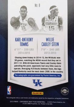 2015 Panini Contenders Draft Picks - Collegiate Connections Signatures #10 Karl-Anthony Towns / Willie Cauley-Stein Back