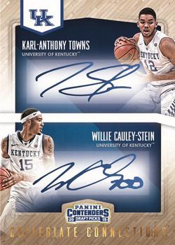 2015 Panini Contenders Draft Picks - Collegiate Connections Signatures #10 Karl-Anthony Towns / Willie Cauley-Stein Front