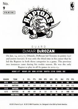 2013-14 Panini NBA (International) #9 DeMar DeRozan Back