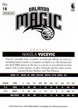 2013-14 Panini NBA (International) #18 Nikola Vucevic Back