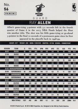 2013-14 Panini NBA (International) #56 Ray Allen Back
