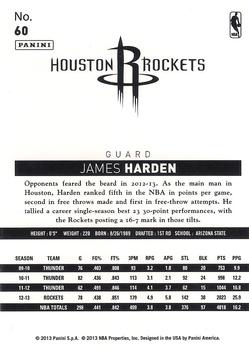 2013-14 Panini NBA (International) #60 James Harden Back