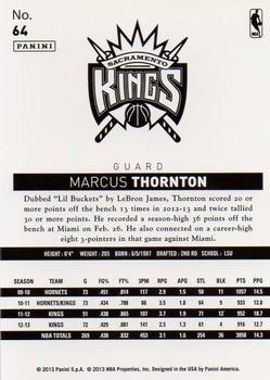 2013-14 Panini NBA (International) #64 Marcus Thornton Back