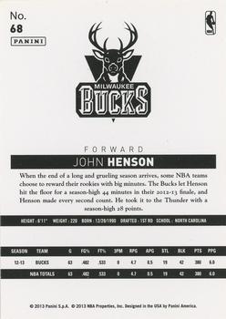 2013-14 Panini NBA (International) #68 John Henson Back