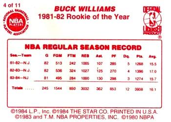 1997 1985 Star LAST 11 R.O.Y. Red Border (Unlicensed) #4 Buck Williams Back