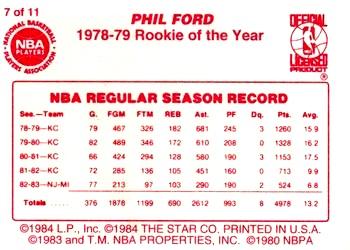 1997 1985 Star LAST 11 R.O.Y. Red Border (Unlicensed) #7 Phil Ford Back