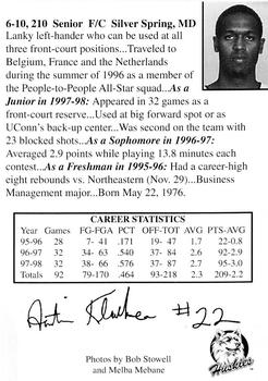 1998-99 Connecticut Huskies #NNO Antric Klaiber Back