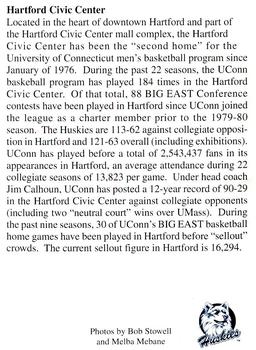1998-99 Connecticut Huskies #NNO Hartford Civic Center Back