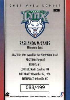 2009 Rittenhouse WNBA Series 2 #RC16 Rashanda McCants Back