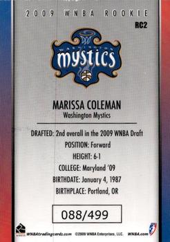 2009 Rittenhouse WNBA Series 2 #RC2 Marissa Coleman Back