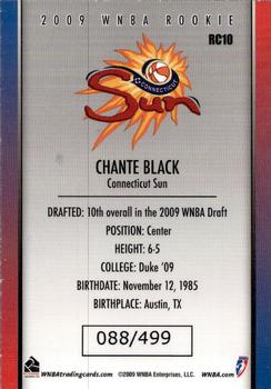 2009 Rittenhouse WNBA Series 2 #RC10 Chante Black Back