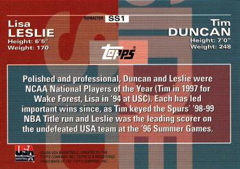 2000 Topps Team USA - Side by Side Non-Refractor/Refractor #SS1 Tim Duncan / Lisa Leslie Back