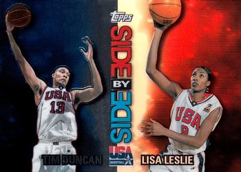 2000 Topps Team USA - Side by Side Non-Refractor/Refractor #SS1 Tim Duncan / Lisa Leslie Front