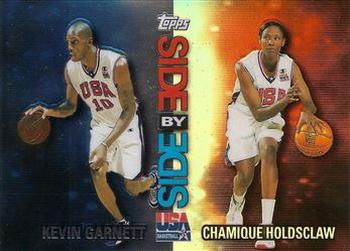2000 Topps Team USA - Side by Side Non-Refractor/Refractor #SS3 Kevin Garnett / Chamique Holdsclaw Front