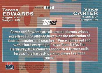2000 Topps Team USA - Side by Side Non-Refractor/Refractor #SS7 Vince Carter / Teresa Edwards Back