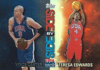 2000 Topps Team USA - Side by Side Non-Refractor/Refractor #SS7 Vince Carter / Teresa Edwards Front