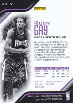 2015-16 Panini Totally Certified #7 Rudy Gay Back