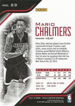 2015-16 Panini Totally Certified #23 Mario Chalmers Back