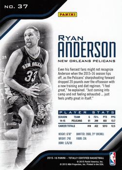 2015-16 Panini Totally Certified #37 Ryan Anderson Back