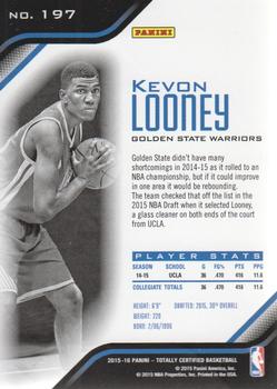 2015-16 Panini Totally Certified #197 Kevon Looney Back