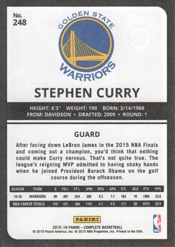 2015-16 Panini Complete #248 Stephen Curry Back