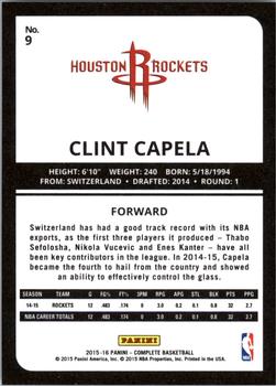 2015-16 Panini Complete #9 Clint Capela Back