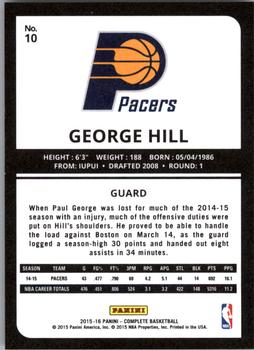 2015-16 Panini Complete #10 George Hill Back
