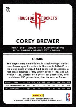 2015-16 Panini Complete #33 Corey Brewer Back