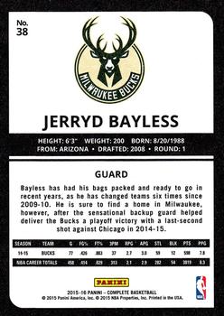 2015-16 Panini Complete #38 Jerryd Bayless Back