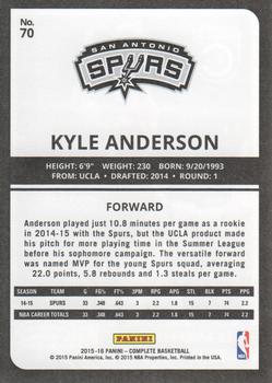 2015-16 Panini Complete #70 Kyle Anderson Back