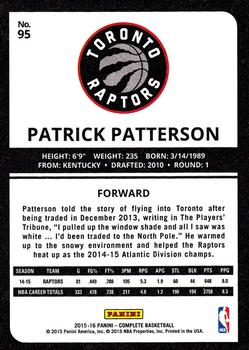 2015-16 Panini Complete #95 Patrick Patterson Back