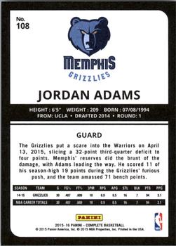 2015-16 Panini Complete #108 Jordan Adams Back