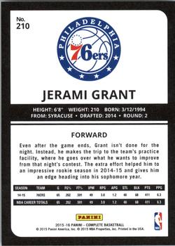 2015-16 Panini Complete #210 Jerami Grant Back