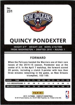 2015-16 Panini Complete #231 Quincy Pondexter Back