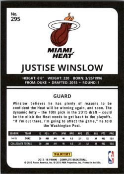 2015-16 Panini Complete #295 Justise Winslow Back
