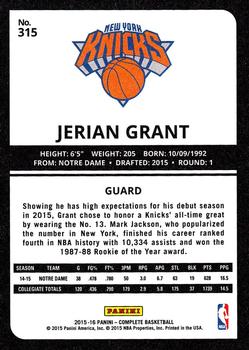 2015-16 Panini Complete #315 Jerian Grant Back
