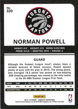 2015-16 Panini Complete #320 Norman Powell Back