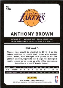 2015-16 Panini Complete #326 Anthony Brown Back